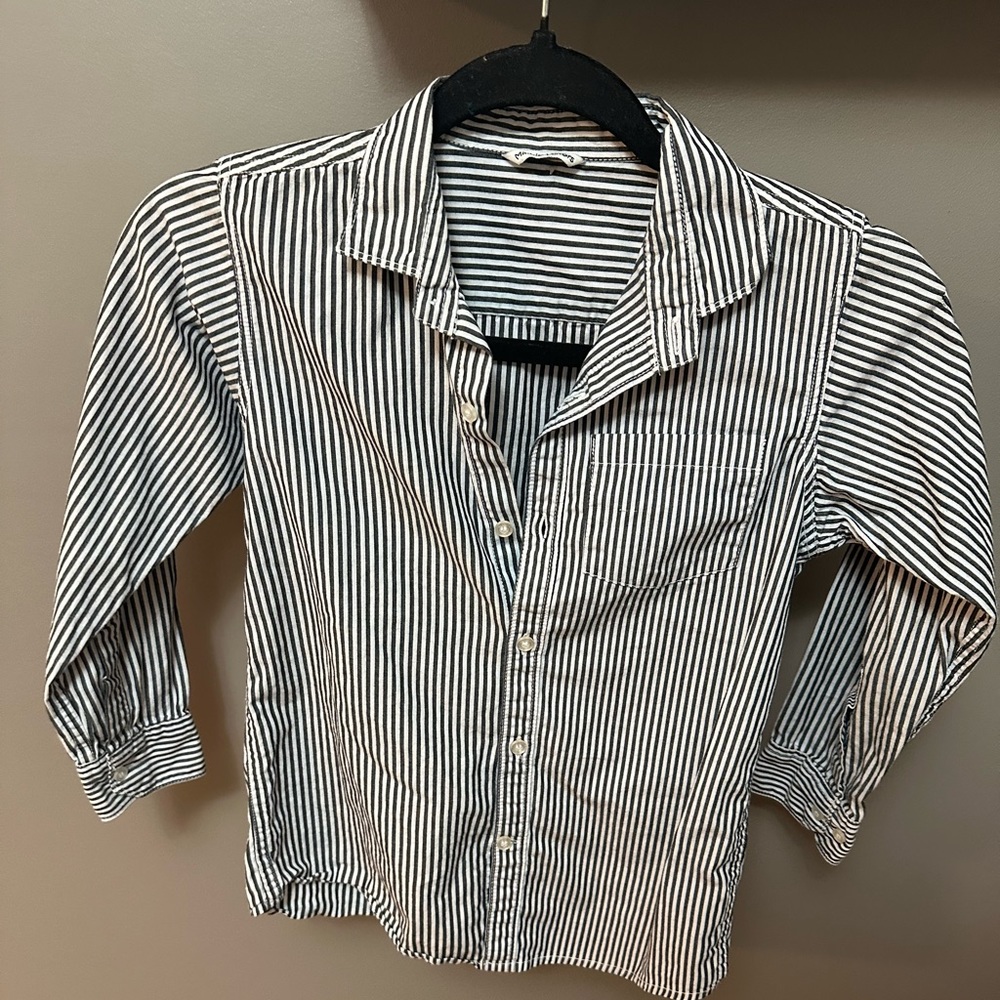 MINNIE MINORS | Size 6 Black and White Striped Button Up Shirt
